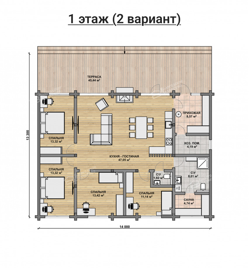 Дом из профилированного бруса VZ-430 